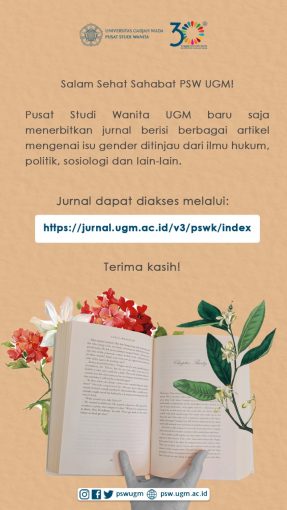 PSW UGM Telah Menerbitkan Jurnal Wanita Dan Keluarga Vol. 2 No. 1 Juli 2021